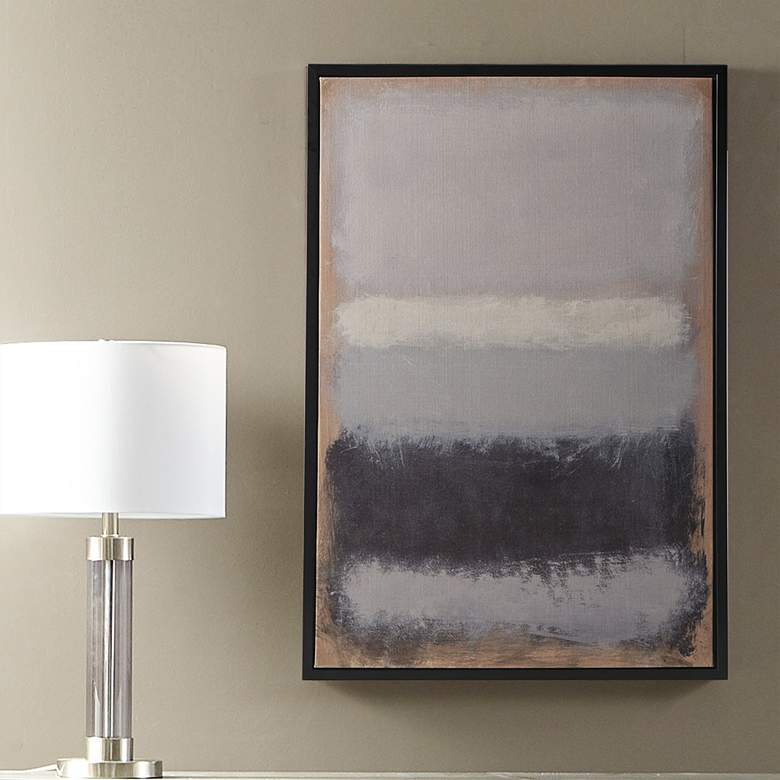 Image 1 Stratus 37 3/4" High Gray Charcoal Framed Canvas Wall Art