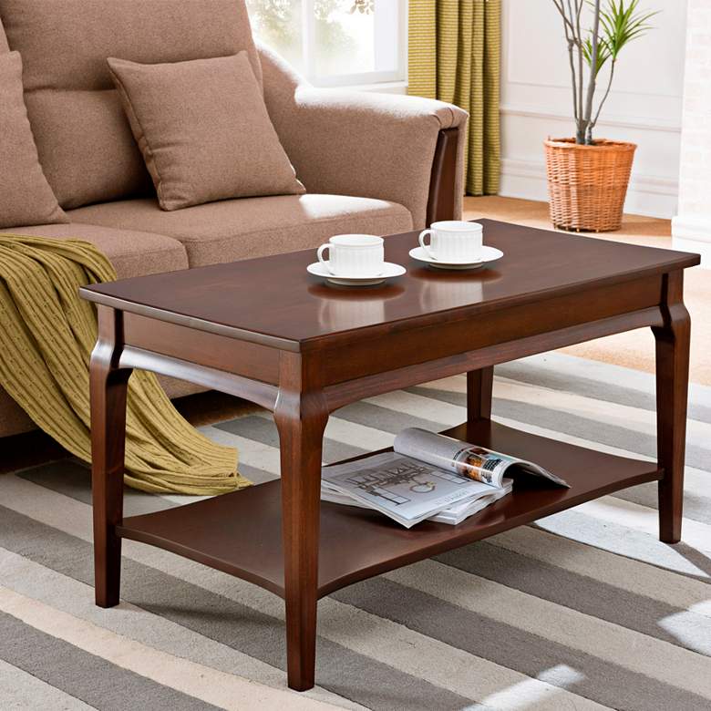 Image 1 Stratus 38" Wide Heartwood Cherry Wood Coffee Table