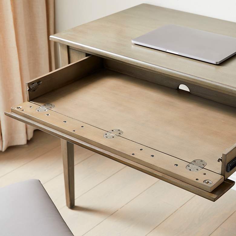 Image 3 Stratus 42"W Smoke Gray Computer Desk with Keyboard Drawer more views