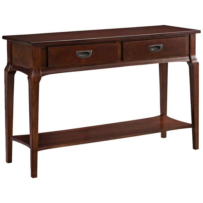 Stratus 48 inch Wide Heartwood Cherry Wood 2-Drawer Traditional Sofa Table
