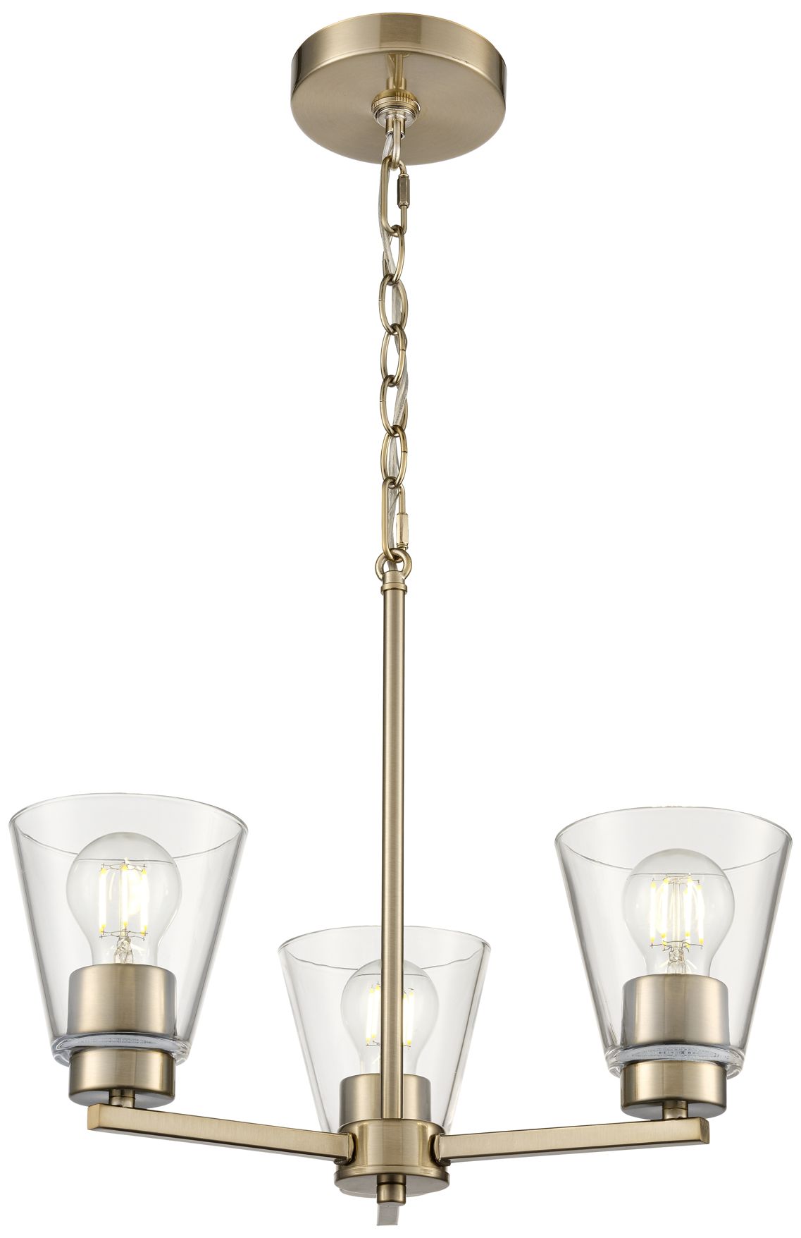 Strayhan 18" 3-Light Chandelier in Modern Gold