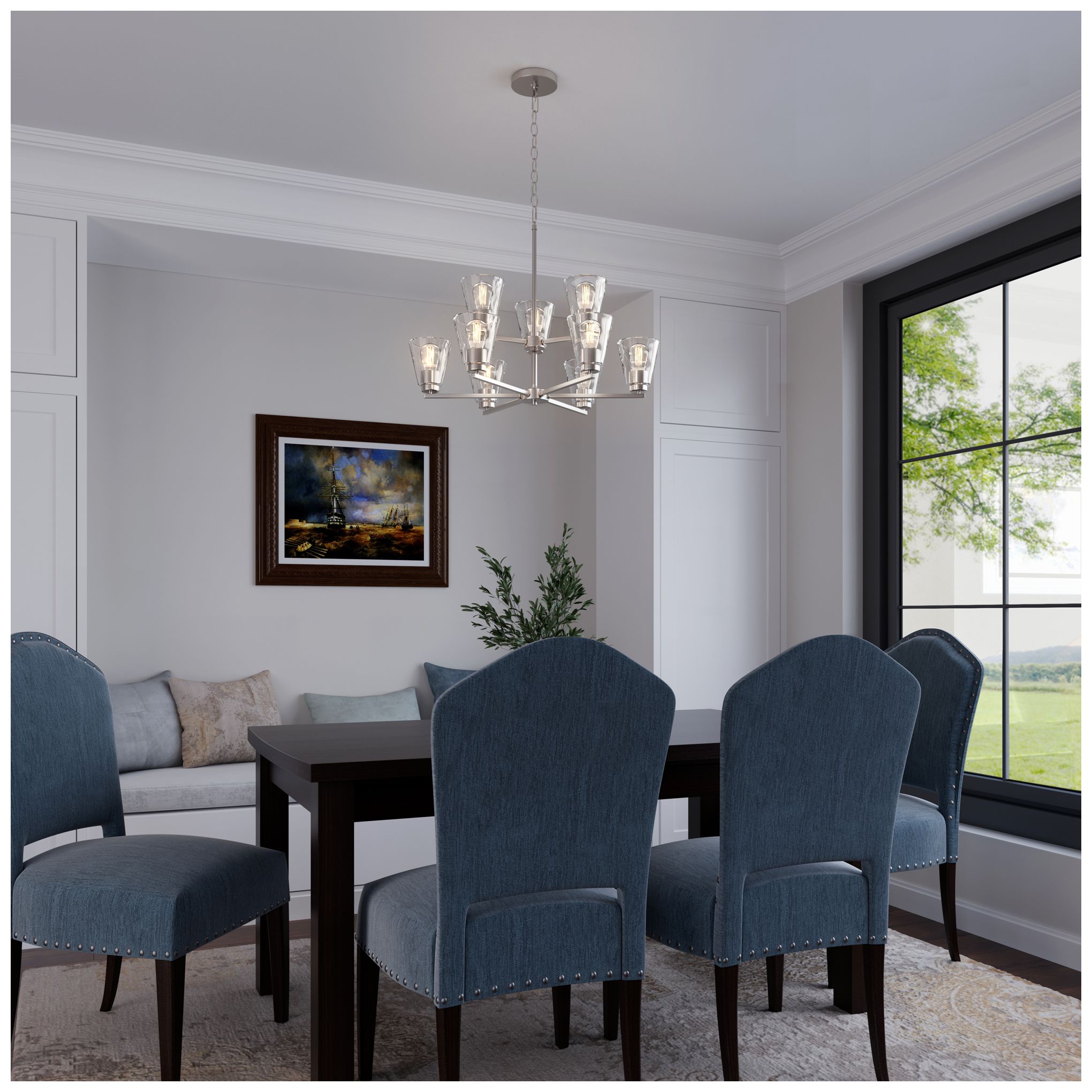 Image 6 Strayhan 28.5" 9-Light Chandelier in  Brushed Nickel more views