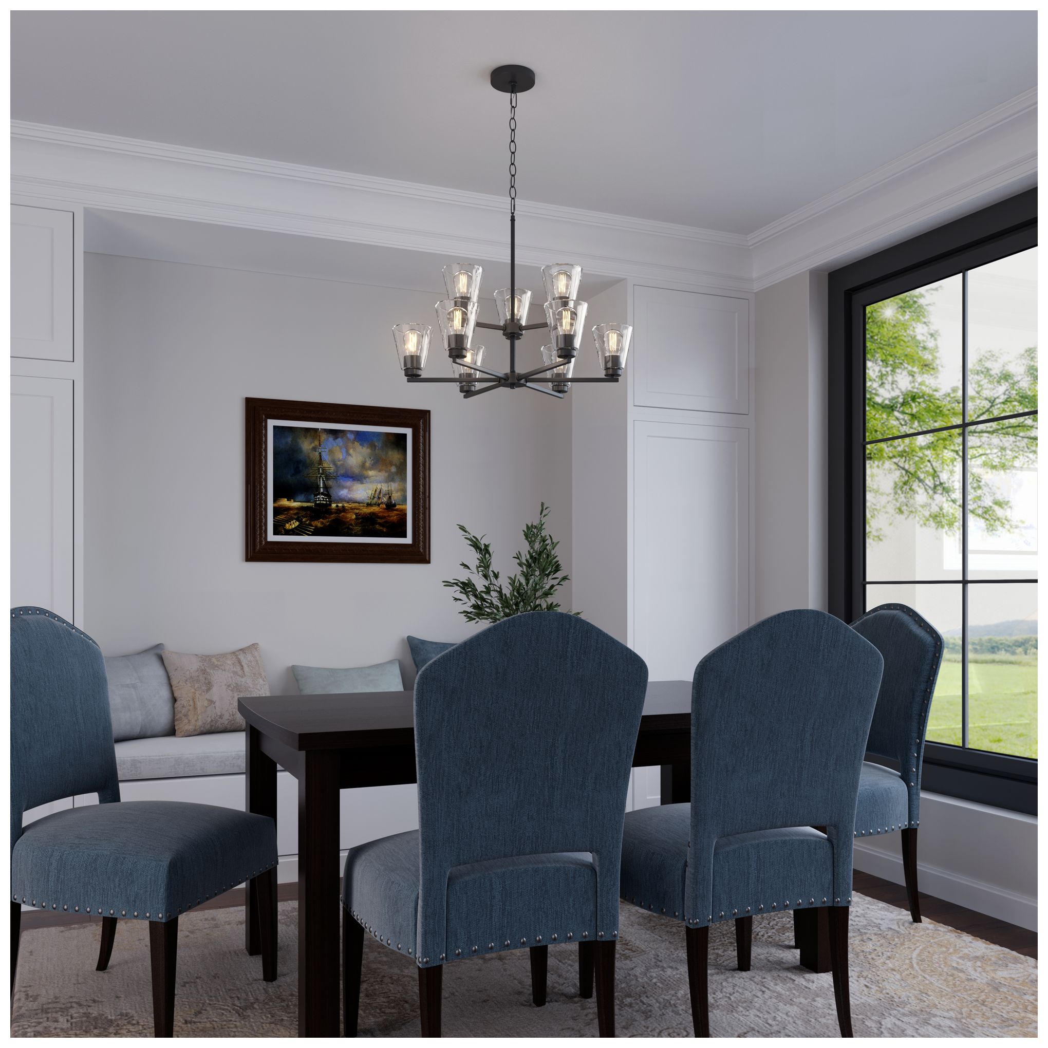 Image 6 Strayhan 28.5" 9-Light Chandelier in Matte Black more views