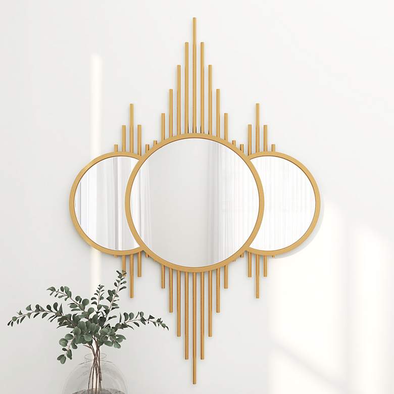 Image 1 Strazzanta Polished Gold Metal 27 inch x 39 inch Wall Mirror