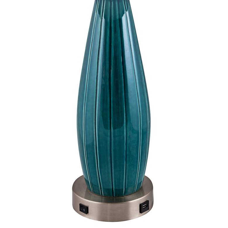 Image 3 Stream Line 27 1/2" Turquoise Blue Ceramic Table Lamp with USB more views