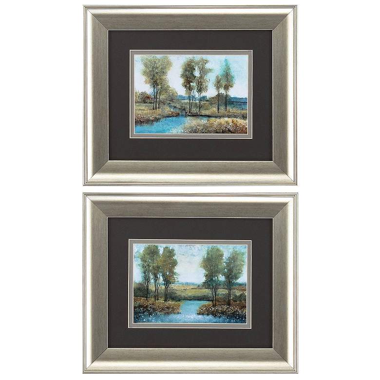 Image 1 Stream Side 13"W x 11"H Framed Art Set of 2