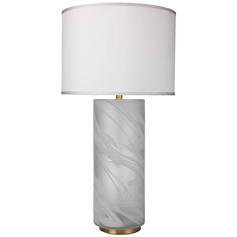 Image 1 Streamer Large Matte Clear and White Swirl Glass Table Lamp
