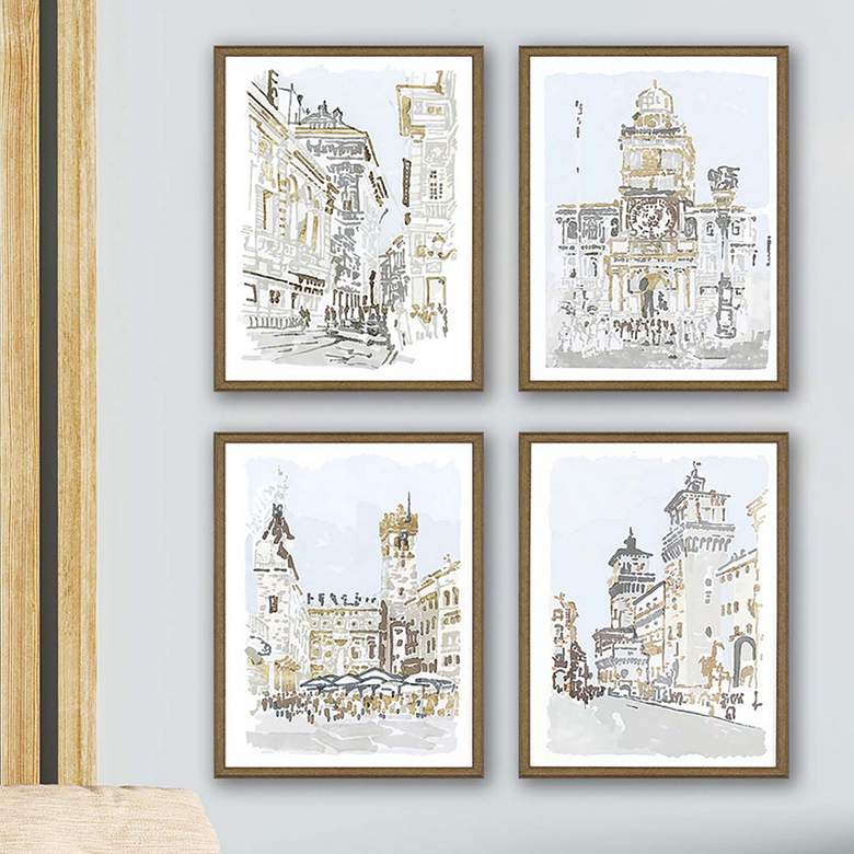 Image 1 Street Scenes 25" High 4-Piece Framed Giclee Wall Art Set