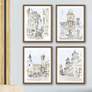 1_Street Scenes 25" High 4-Piece Framed Giclee Wall Art Set