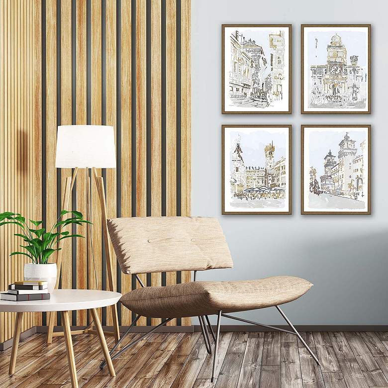 Image 3 Street Scenes 25" High 4-Piece Framed Giclee Wall Art Set more views