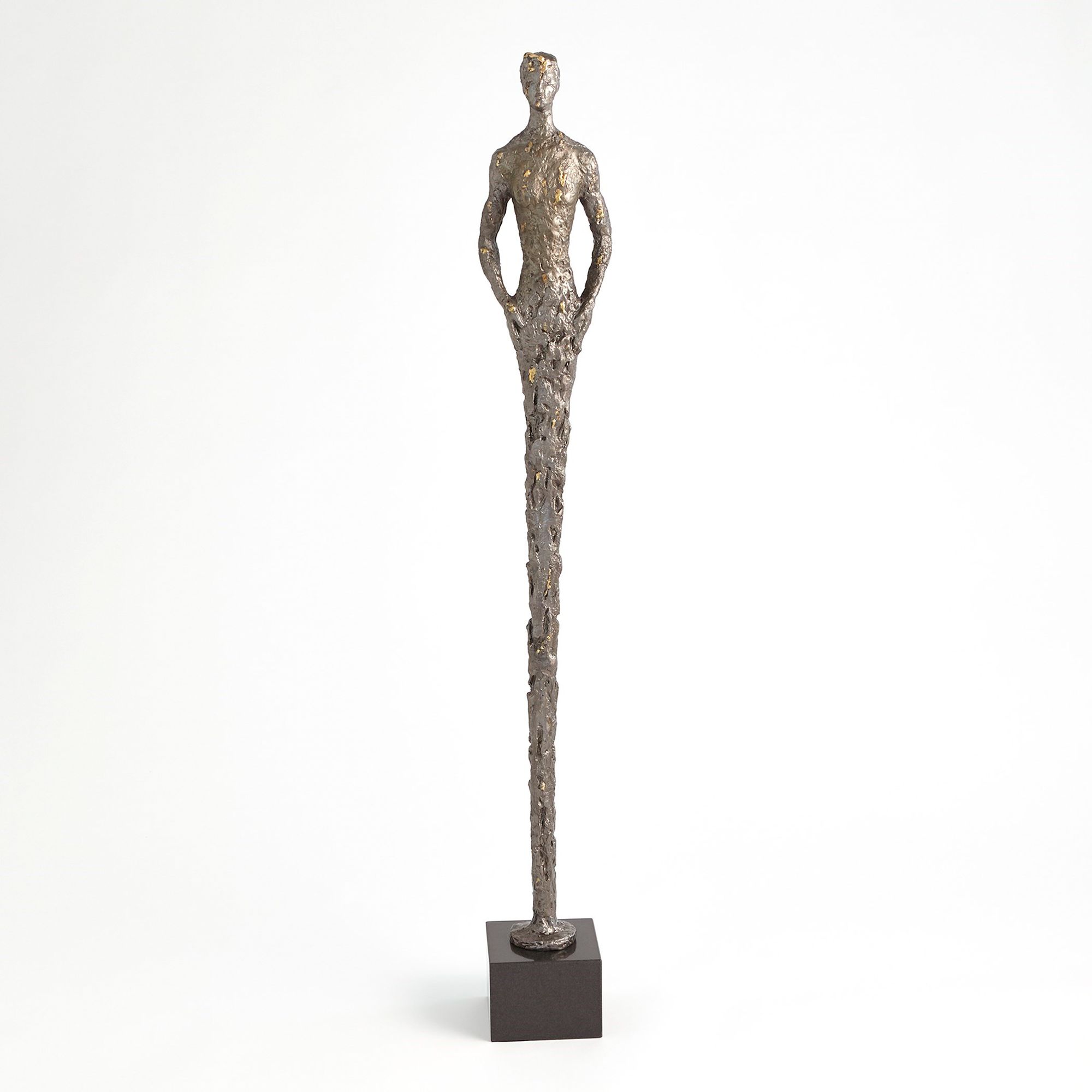 Image 2 Stretch Man Antique Natural 54 1/2" High Statue with Marble Base more views