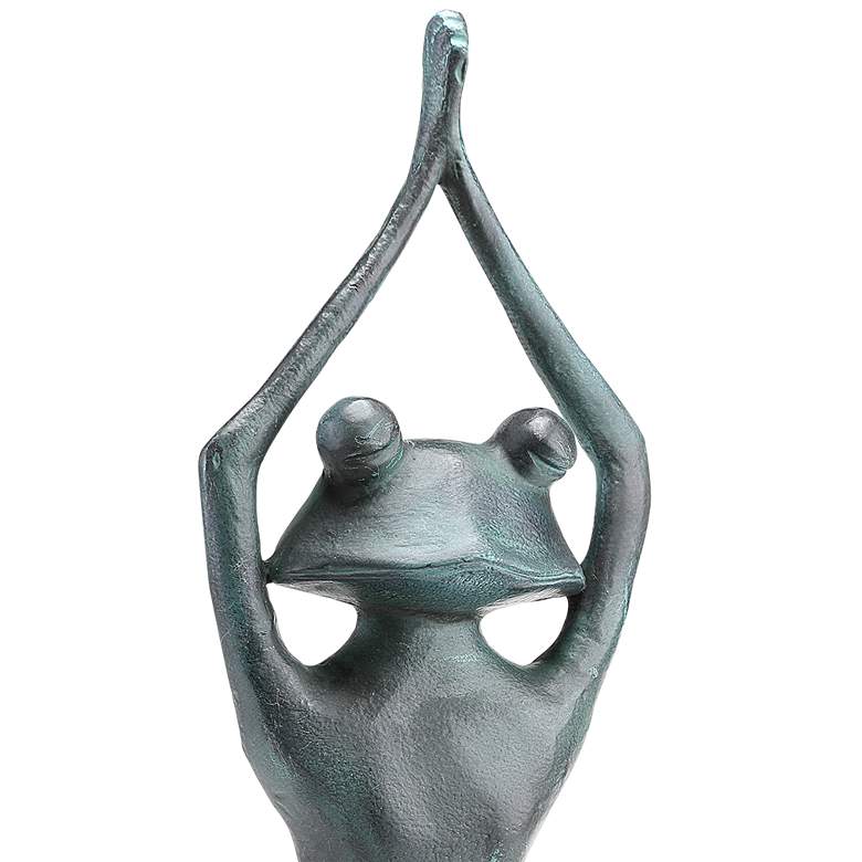 Image 2 Stretching Yoga Frog 15 1/2"H Verdigris Metal Garden Statue more views