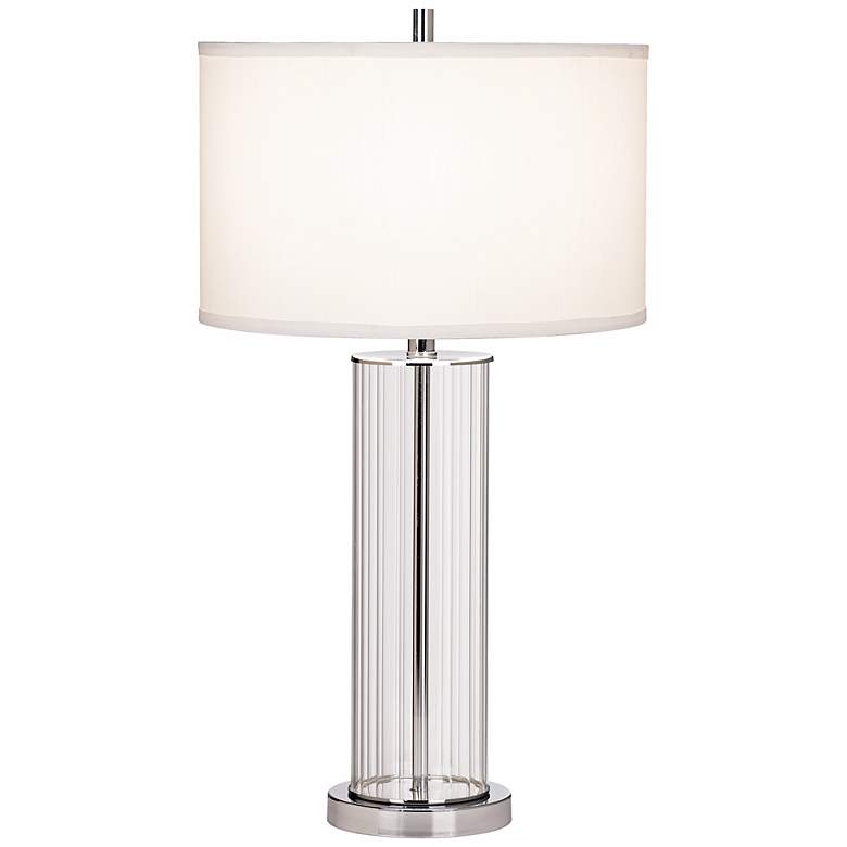 Image 1 Striated Glass Cylinder Table Lamp