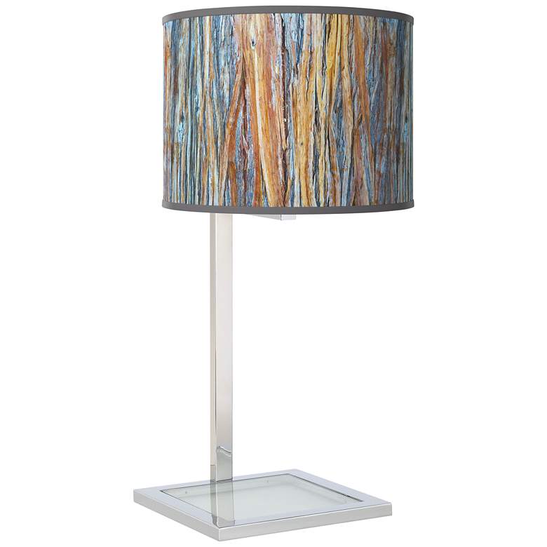 Image 1 Striking Bark Glass Inset Table Lamp