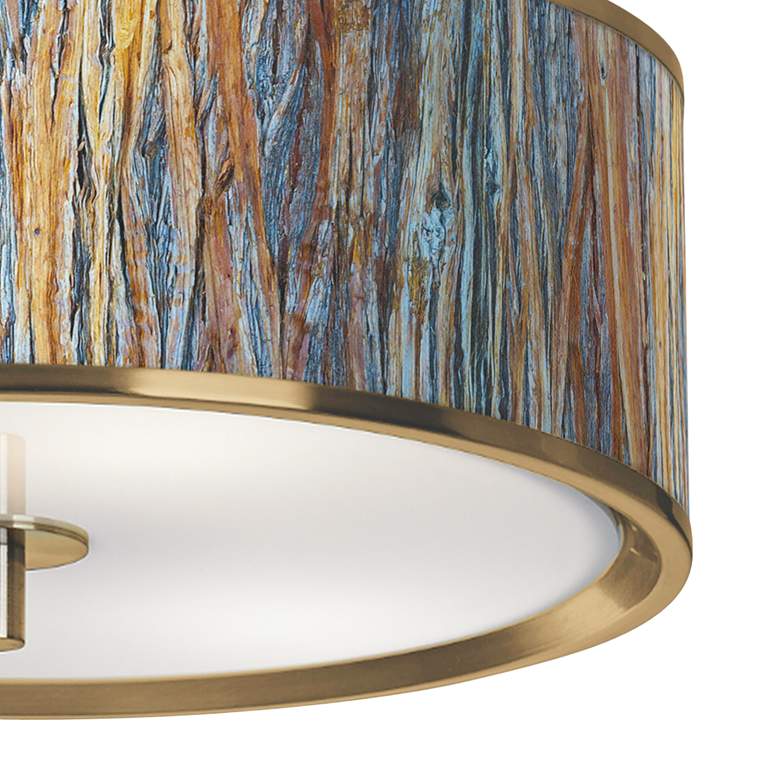 Image 3 Striking Bark Gold 14 inch Wide Ceiling Light more views