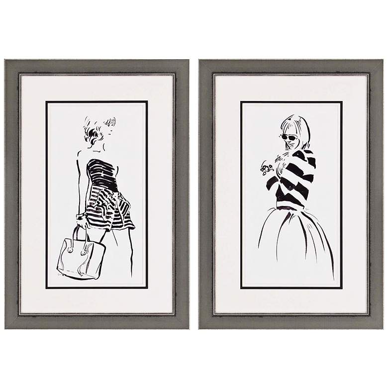 Image 1 Striped Out Fashion 28 inch High 2-Print Framed Wall Art Set
