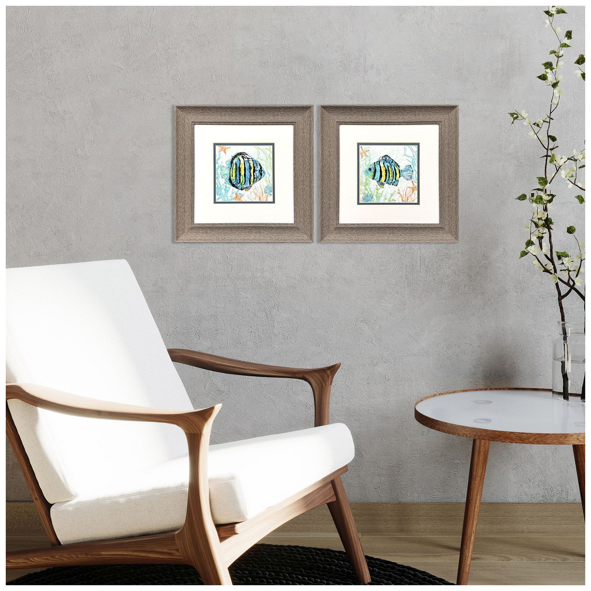 Image 4 Striped Tropical Fish 13"W x 13"H Framed Art Set of 2 more views