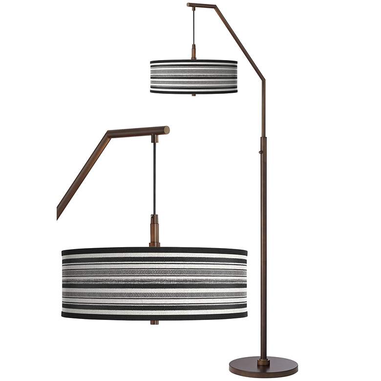 Image 1 Stripes Noir Bronze Downbridge Arc Floor Lamp