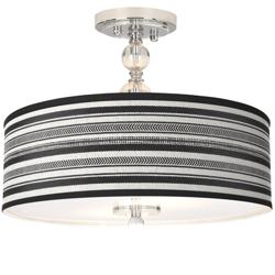 Stripes Noir Giclee 16&quot; Wide Semi-Flush Ceiling Light