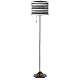 Image2 of Stripes Noir Giclee Glow Bronze Club Floor Lamp