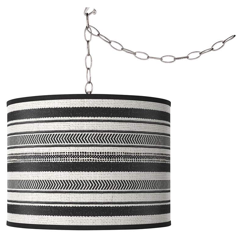 Image 1 Stripes Noir Giclee Glow Plug-In Swag Pendant