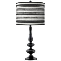 Stripes Noir Giclee Paley Black Table Lamp
