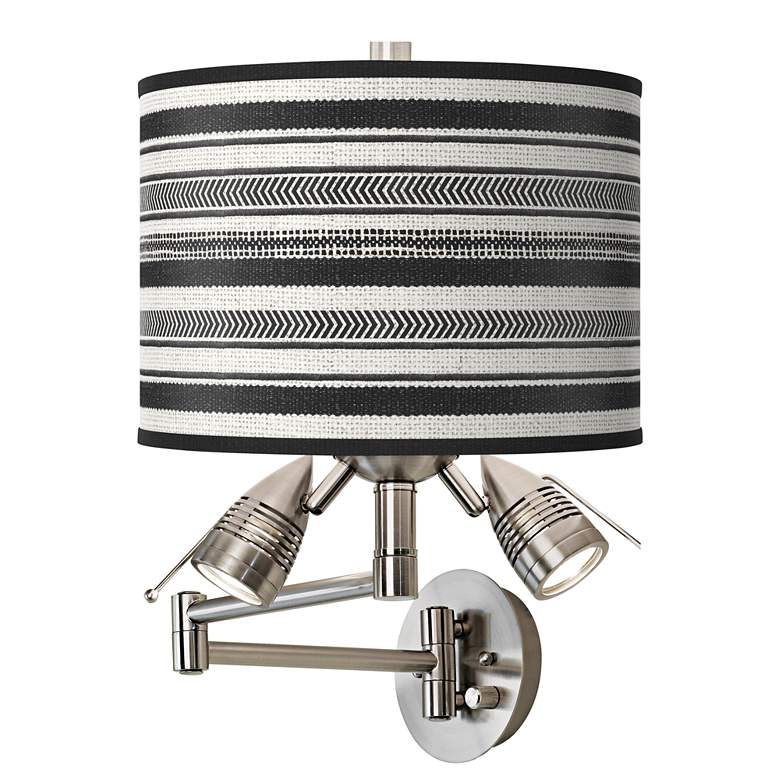 Image 1 Stripes Noir Giclee Plug-In Swing Arm Wall Lamp