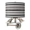 Stripes Noir Giclee Plug-In Swing Arm Wall Lamp