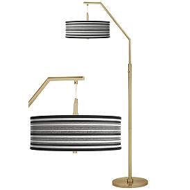 Image1 of Stripes Noir Giclee Warm Gold Arc Floor Lamp