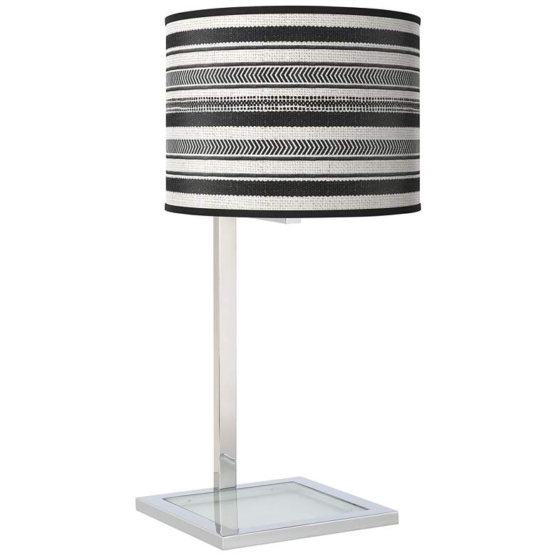 Image 1 Stripes Noir Glass Inset Table Lamp