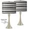 Stripes Noir Trish Brushed Nickel Touch Table Lamps Set of 2