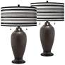 Stripes Noir Zoey Hammered Oil-Rubbed Bronze Table Lamp Set of 2