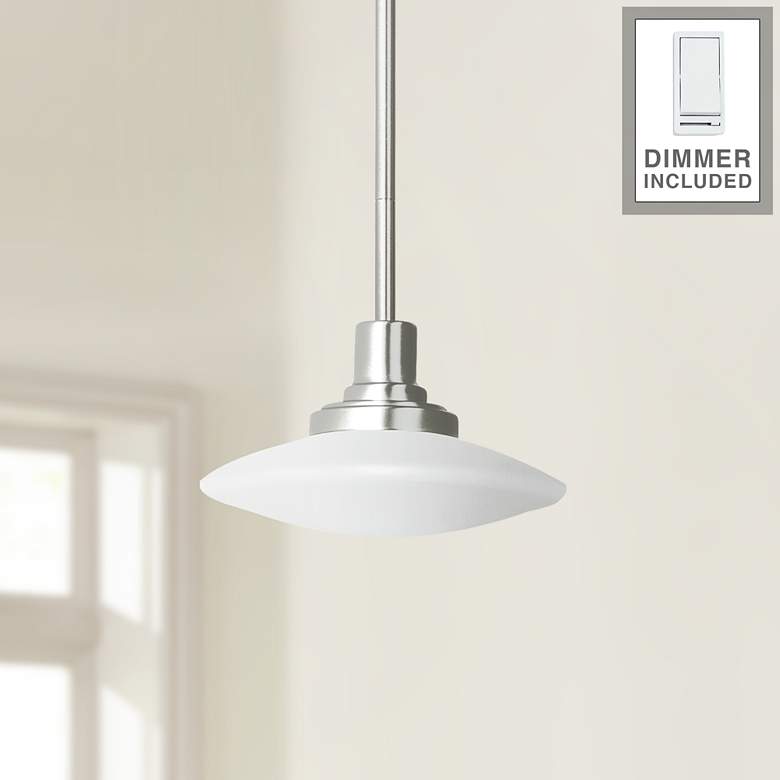 Image 1 Structures 9 inch Wide Brushed Nickel Mini Pendant with Dimmer