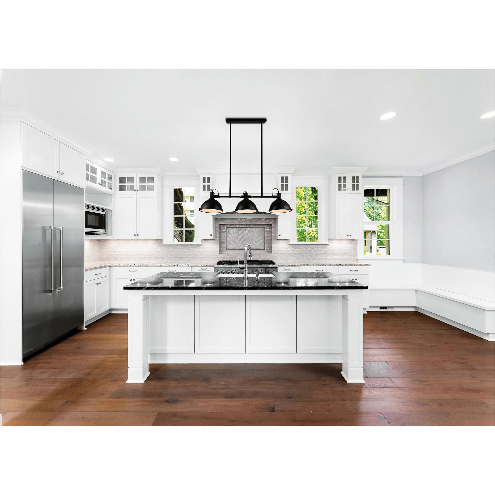 Image 6 Strum 3 Light Island Chandelier With Black Finish more views