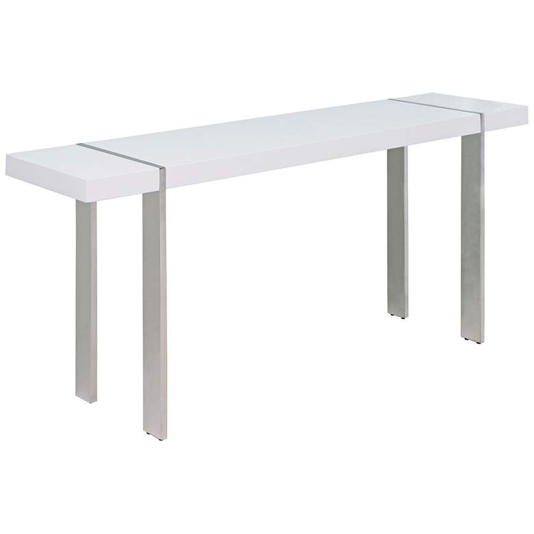 Image 1 Struttura High Gloss White Top Stainless Steel Console Table