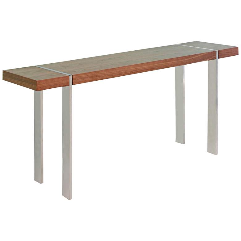 Image 1 Struttura Walnut Top and Stainless Steel Console Table