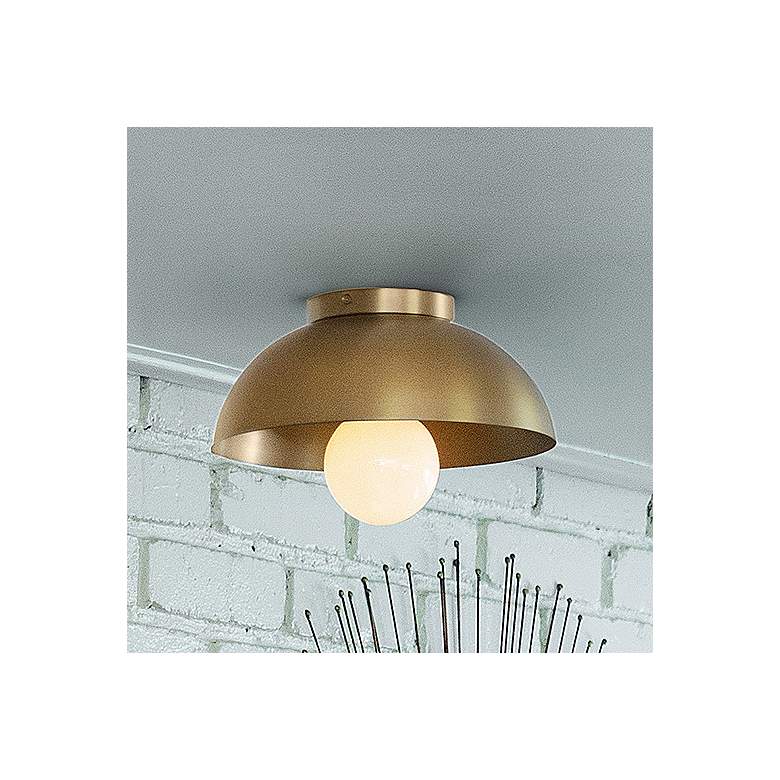 Image 1 Stu 11" Wide Lacquered Brass Dome Ceiling Light