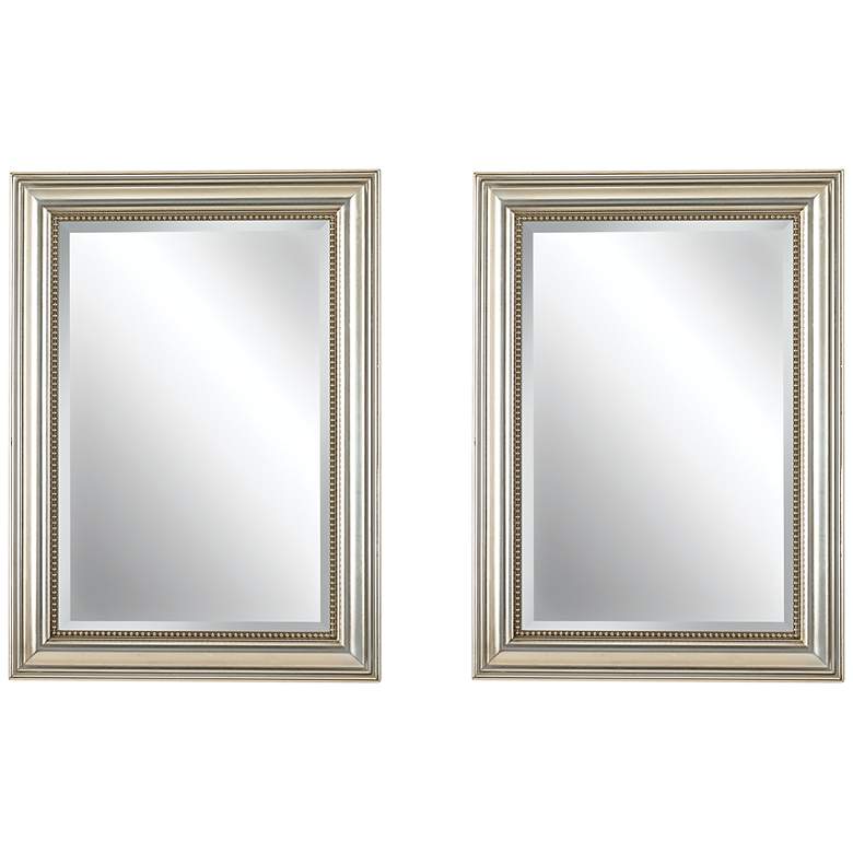 Image 1 Stuart Silver Leaf 26 3/4" x 36 3/4" Wall Mirrors Set of 2