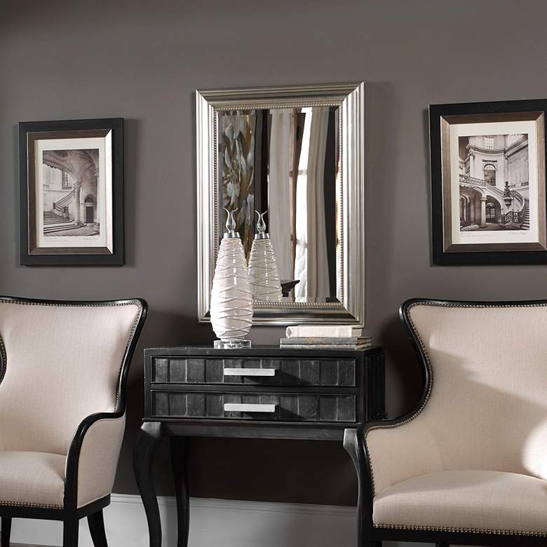 Image 5 Stuart Silver Leaf 26 3/4" x 36 3/4" Wall Mirrors Set of 2 more views