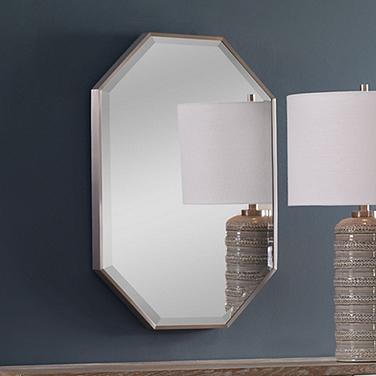 Stuartson Brushed Nickel 20" x 30" Octagon Mirror