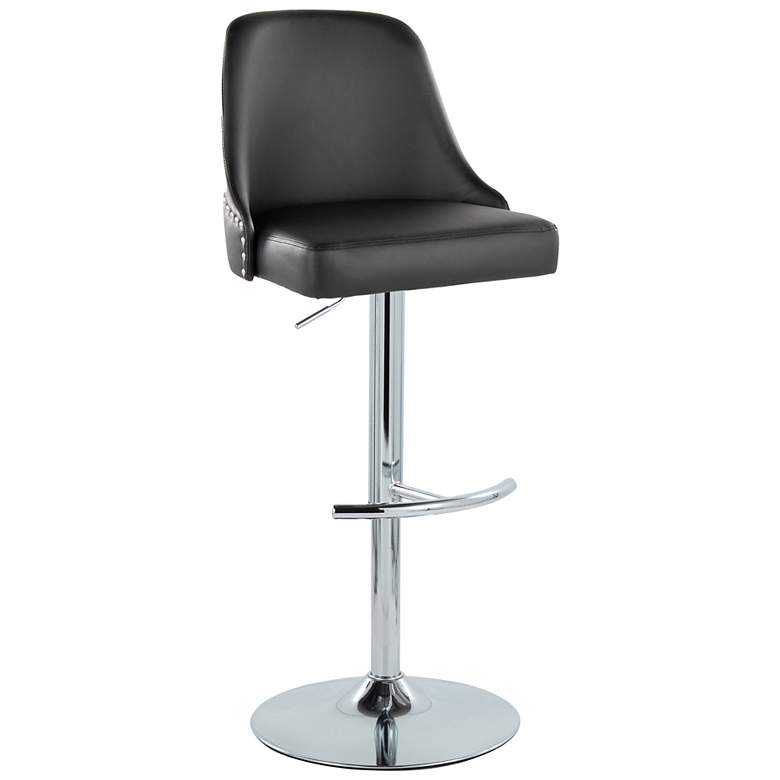 Image 3 Studded Marcel Barstool Chrome Metal Black PU by LumiSource Pair more views