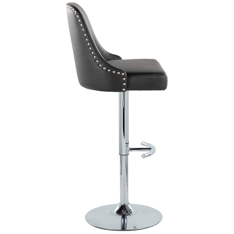 Image 4 Studded Marcel Barstool Chrome Metal Black PU by LumiSource Pair more views