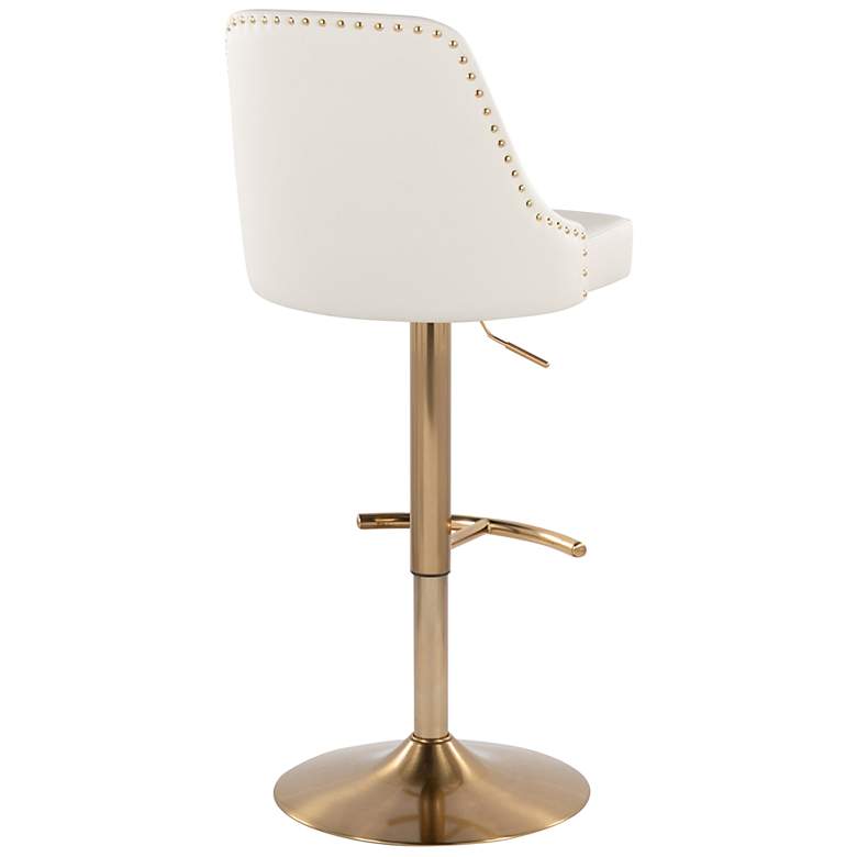 Image 5 Studded Marcel Barstool Gold Metal White PU by LumiSource Pair more views
