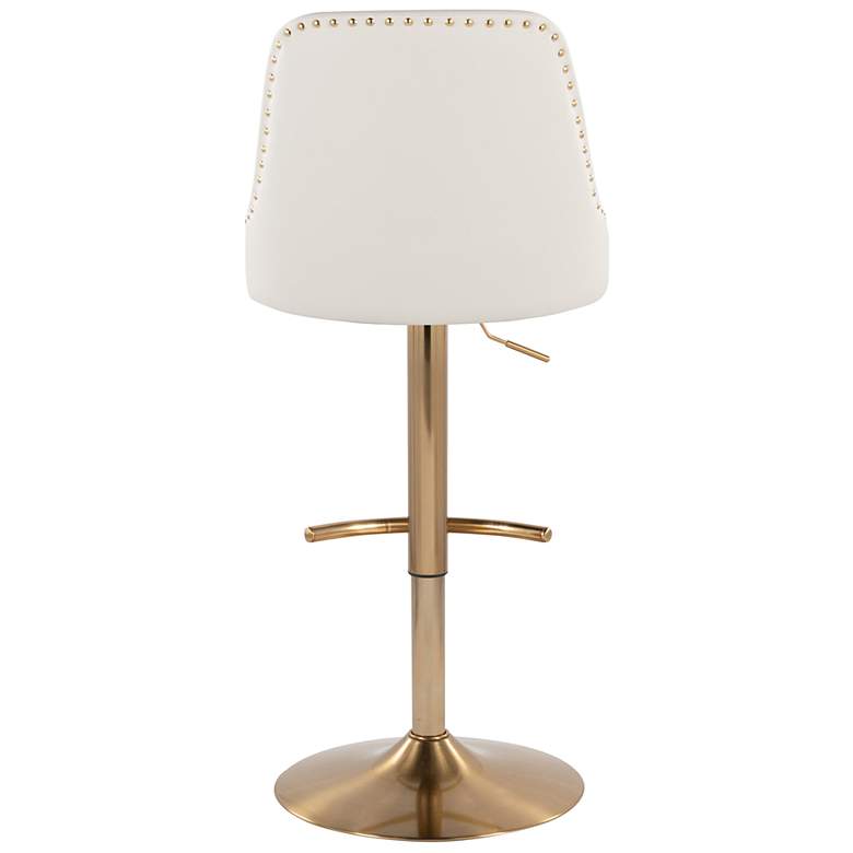 Image 6 Studded Marcel Barstool Gold Metal White PU by LumiSource Pair more views
