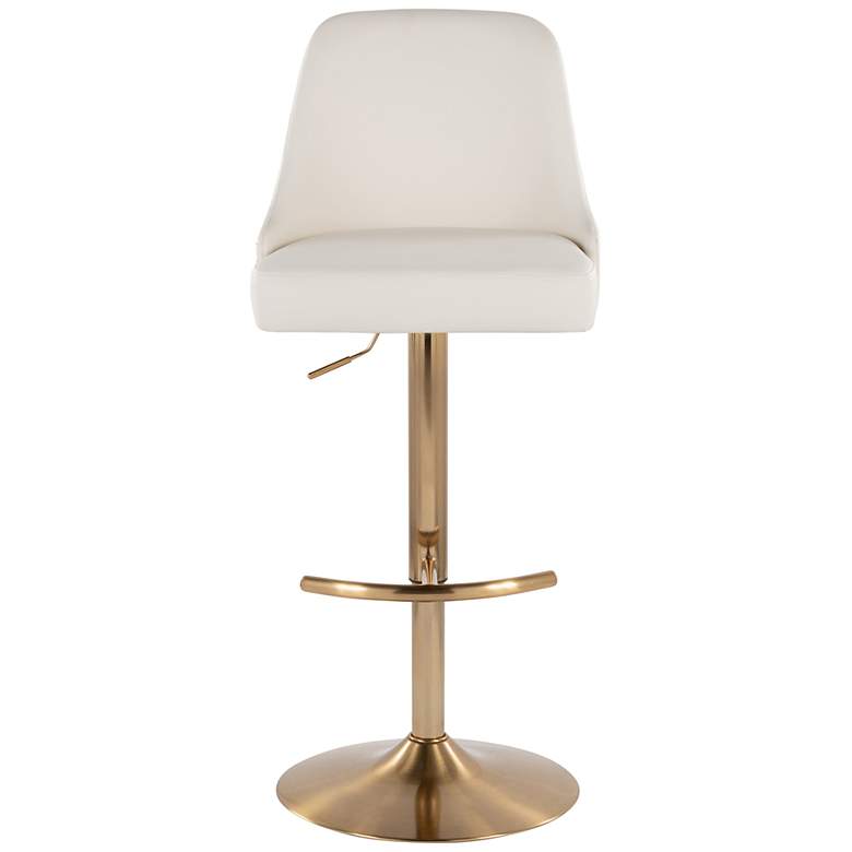Image 7 Studded Marcel Barstool Gold Metal White PU by LumiSource Pair more views