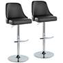 2_Studded Marcel Black Adjustable Swivel Bar Stools Set of 2
