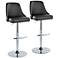 Studded Marcel Black Adjustable Swivel Bar Stools Set of 2