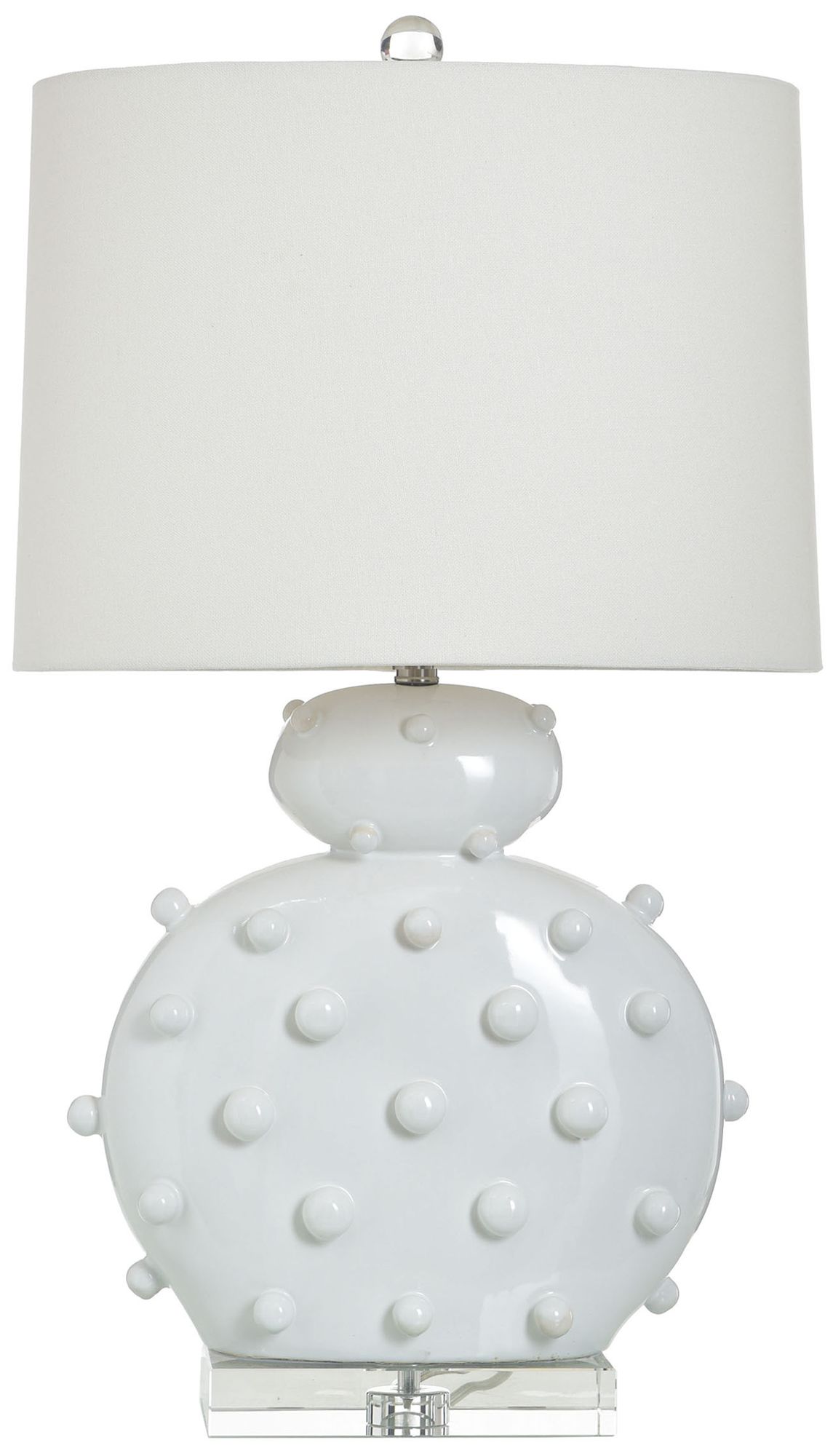 Studded Porcelain Orb 33"H Glossy White Table Lamp Ivory Shade
