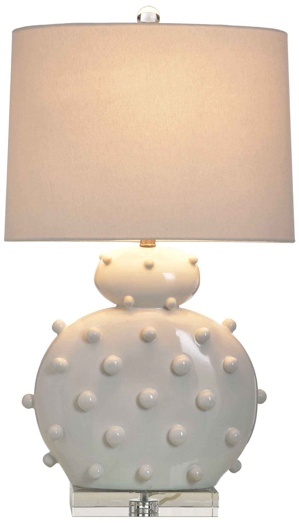 Image 2 Studded Porcelain Orb 33"H Glossy White Table Lamp Ivory Shade more views
