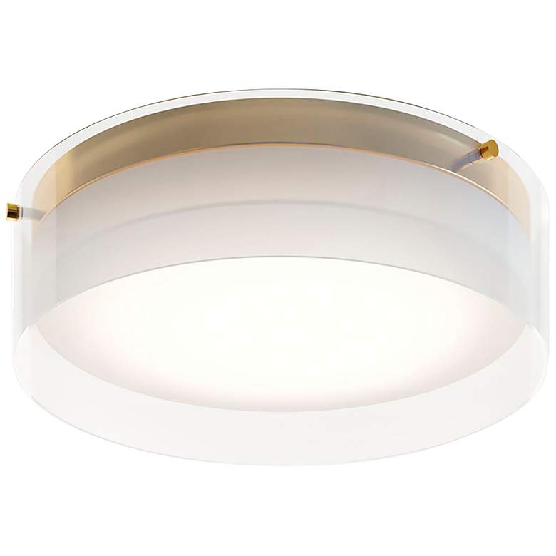 Image 2 Studio 12" Wide Satin Brass LED Ceiling Flush Mount